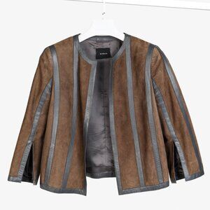 Akris Taupe Grey Goat Panelled Jacket
